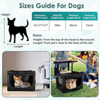 Soft Small Dog Crate - 24 inch Portable Travel Puppy Crate for Small Pets or 2 Cats, Collapsible Pet Carrier with 4 Mesh Doors, Car Kennel for Dogs with Handle for Indoor and Outdoor, Black