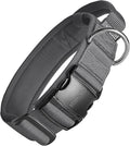 OneTigris Tough Dog Collars, Tactical Dog Collar with Handle, Milltary Adjustable Dog Collar with Heavy Duty Metal Buckle for Training (Medium,Gray)