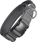 OneTigris Tough Dog Collars, Tactical Dog Collar with Handle, Milltary Adjustable Dog Collar with Heavy Duty Metal Buckle for Training (Medium,Gray)