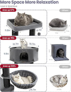 Heavy Duty Cat Tree for Large Cats Adult - 60 Inch XXL Sturdy Cat Tower Condo with Extra Wide Scratching Posts (φ4.4in) Big Cat House Hammock Perch - Indoor Wood Modern Multi Level Corner Cat Bed