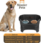 Neater Pet Brands Neater Feeder Deluxe Mess Proof Dog Bowls Elevated for Large Dogs Over 40 lbs, Made in USA, No Spill Raised Dog Food Bowl Stand Feeding Station, Food and Water Bowl Set, Black