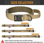 HYDEME Tactical Dog Collar, Alpine Loop Adjustable Military Training Nylon Dog Collars with Handle and Reflective for Small Medium Large Dogs, with Airtags Protective Case & Patches.(M,Brown)