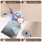 Cat Scratch Furniture Protector, 78.7"x15.8" Cat Scratching Mat, Trimmable Self-Adhesive Cats Claws Scratch Pads, DIY Carpet Mat Replacement for Cats Tree, Cats Wall Shelves, Khaki