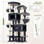Globlazer 81in Multi-Level Larger Cat Tree Tower Condo Indoor Furniture Activity Center with Oversized Plush Cat Bed/Baskets/Full-Sisal Scratching Posts and Hammock/S81/Dark Gray