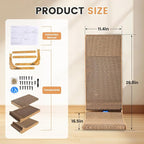 PaPaPet Cat Scratcher, 26.8 Inch L Shape Cat Scratchers for Indoor Cats, Protecting Furniture Cat Scratch Pad, Cardboard Cat Scratching with Ball Toy