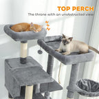 68" Tall Cat Tree Multi-Level Cat Tower for Indoor Cats with Cat Condo, Hanging Basket, Sisal Scratching Posts, Plush Balls and Hammock for Small Large Cats (Dark Gray)