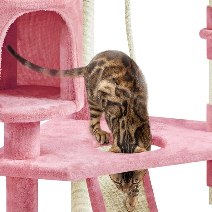 Topeakmart Large Cat Tree Multilevel Cat Tower for Indoor Cats with Scratching Posts, Condo Cat Furniture Activity Center Cat Play House