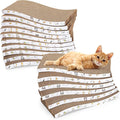 16pcs Small Cat Scratching Cardboard Bulk 13.4x6x0.8 Inch Durable Cat Scratch Pad Reversible Cardboard Safe for Indoor Kitten Shelter Stray Kitten Sleep Biting Play and Grind Claws(Wavy)