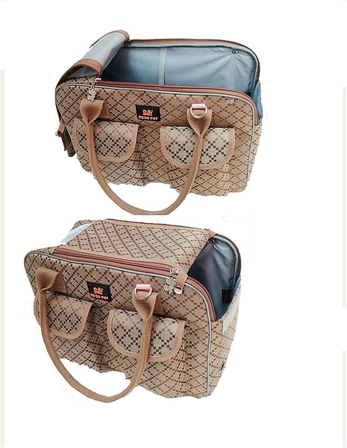 Hubulk Dog Carrier Bag Pet Tote Bag Doggie Handbag Cat Purse Puppy Pouch, Free Collapsible Dog Bowl Included (S Khaki)