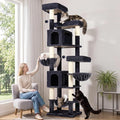Globlazer 82 Inch Cat Tree for Large Cats, Multi-Level Tall Cat Tower for 4+ Cats with 2 Condos & 3 Perches, Stable No-Wobble Large Base, Space-Saving Corner Furniture, F82B, Dark Gray