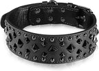 Premium Faux Leather Spiked Dog Collar with Square Studs: Stylish and Durable Design, Comfortable Fit for Small, Medium, & Large Dogs - Ideal for Everyday Walks, Training Black L