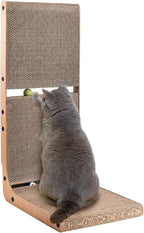 AUSCAT L-Shape Cardboard Cat Scratcher, 27.2 Inch Vertical Cardboard Scratcher for Indoor Cats with 2 Built-in Toy Balls