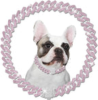 Metal Diamond Dog Chain Dog Training Chain with Secure Buckle Pet Collars for Large Medium Dogs