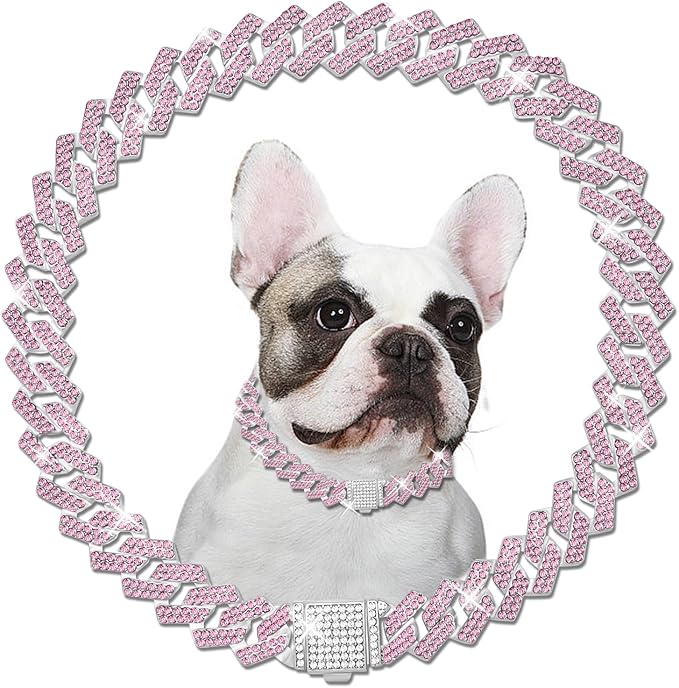 Metal Diamond Dog Chain Dog Training Chain with Secure Buckle Pet Collars for Large Medium Dogs