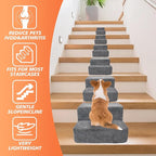 6 Packs 2-Step Dog Ramp for Stairs with High-Density 50D Foam Non-Slip Pet Steps Safer Than Traditional Ramps Supportive Dog Stairs for Small Dogs, Cats, Senior or Injured Pets