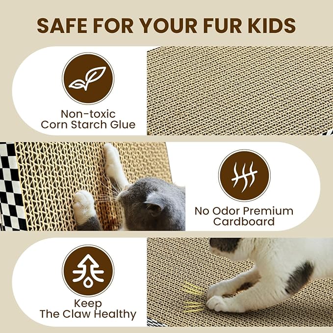 Cat Scratching Board, 2 Packs Corrugate Cat Scratcher for Indoor Cats, Cat Scratch Pad with Double-Sided Usability