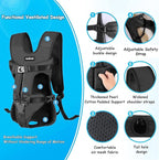 PetBonus Pet Front Dog Carrier Backpacks, Adjustable Pet Backpack, Legs Out Easy-fit Puppy Chest Carrier for Medium Small Dogs, Hands Free for Hiking, Cycling (Black, S)