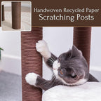 PetPals 5-Level 35" Cat Tree Tower with Paper Handwoven Basket Bed,Multi-Level Climbing Activity Tower with Replaceable Paper Rope Scratching Posts (Cream and Brown)