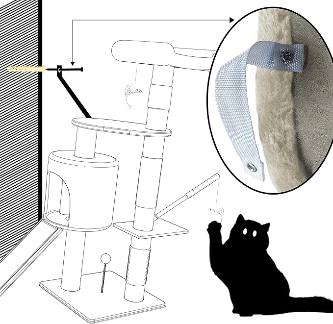 VOUNOT Cat Tree Tower, Cat Condo with Sisal Scratching Post, Multi Level Cat Climbing Frame Indoors, Cat Activity Tree, Beige, XL