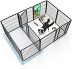 FXW Homeplus Unleashed Indoor Dog Playpen - Stress-Free and Safe Play, Heavy Duty 32 Inch 12 Panels with Connectors (Pack of 2) for Puppy and Small Dogs, Black│Patented