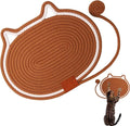 Cat Scratcher Mat Natural Cotton Rope Oval Horizontal Floor Cat Scratch Bed Pad with Ball Toy Protector for Furniture Floor Wall (Brown, 1PC)
