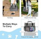 MYDAYS Dog Travel Bag, Pet Luggage Suitcase, Weekend Tote Carrier with Collapsible Bowl (Gray)