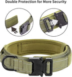 Reflective Tactical Dog Collar Adjustable for Training and Service K9 Dog Collar with Military Nylon Heavy Duty Metal Buckle and Control Handle for Medium and Large Dogs,1.5" Width Green L