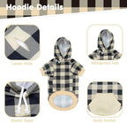 KOOLTAIL Plaid Dog Hoodie Pet Clothes Sweater with Hat and Pocket for Small Medium Large Size Dogs, Soft Winter Warm Dog Cold Weather Coat, Fleece Fall Dog Hooded Sweatshirt for Puppy Cats, Beige S