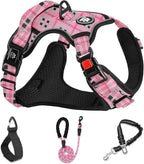 NESTROAD No Pull Dog Harness with Leash, Reflective No Choke Pet Vest Harness,Adjustable Soft Padded Dog Harness with Easy Control Handle for Large Dogs(Checkered Pink,X-Large)