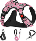 NESTROAD No Pull Dog Harness with Leash, Reflective No Choke Pet Vest Harness,Adjustable Soft Padded Dog Harness with Easy Control Handle for Large Dogs(Checkered Pink,Large)