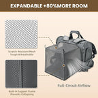 Lollimeow Expandable Cat Carrier Backpack for Large Cats - Airline Approved Pet Carrier Backpack for Small Dogs, Hiking & Travel, Waterproof with Breathable Mesh, 22lbs Capacity (Dark Grey, Large)