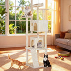 BestOffice 81 Inch Cat Tree, Multi-Level Cat Tower with Condo, Perches, Sisal Scratching Posts, Climbing Ladder,Indoor Activity Center Play House for Kittens & Adult Cats, Beige