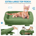 61" Large Cat Tree Tower for Indoor Cats, Heavy-Duty Multi-Level Cat Condo for Maine Coon & Big Cats with Extra-Large Perch, 2 Spacious Houses, Sisal Scratching Posts & Hanging Toys - Green