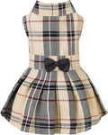 PUPTECK Classic Plaid Dog Dress Cute Puppy Clothes Outfit