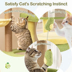 PETSITE 51-inch Avocado-Themed Cat Tree, Multi-Level Modern Cat Tower with Jute Scratching Posts, Avocado-Shaped Dangling and Spring Toy, and Removable Cushions, Cute Cat Tree Tower for Indoor Cats