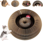 Kitty Curls Cat Toy, Magic Organ Cat Scratching Board with Bell-Ball, Foldable Interactive Marlenes Kitten Curls Cat Scratchers for Indoor Cats