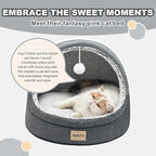 Jiupety Cute Cat Beds for Indoor Cats, Cat Cave Bed for Kittens, Large Cat Cave and Covered Cat Bed with Anti-Slip Bottom, Washable Removable Cushion, M(16"x16"x13"), Dark Gray