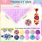 Hosuly 50 Pcs Tie Dye Style Dog Bandana Collar Set Include 10 Bow Tie 10 Necktie Collar 10 Pet Scarf 10 Bow Flowers 10 Hexagonal Bowtie Cat Dog Grooming Accessories for Festival Photography