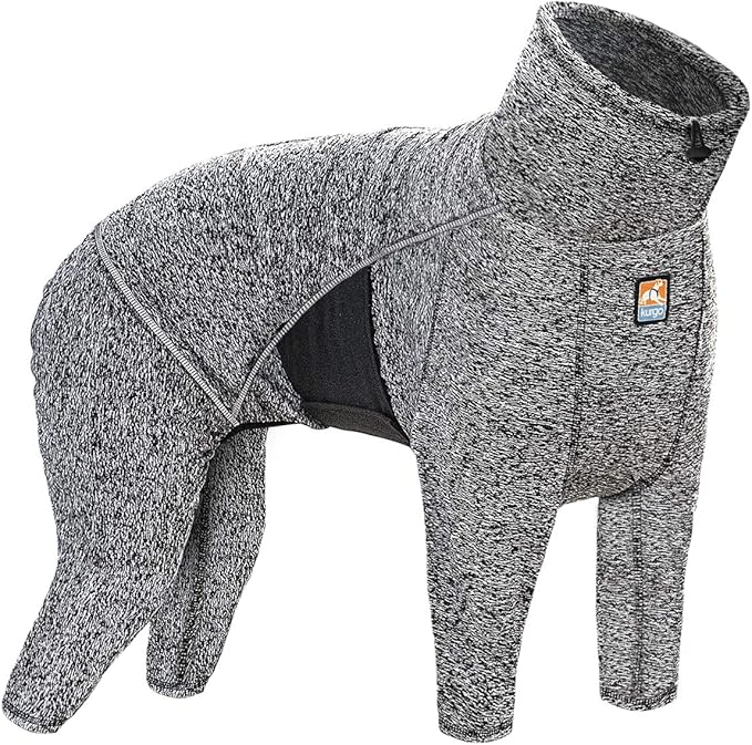 Kurgo Stowe Base Layer - Comfortable, Cold-Weather Pet Wear - Breathable Snug Fit - Dual-Zipper Dog Onesie - Reflective Side Seams - Dog Pajamas - Machine Washable - Medium - Black/Grey