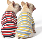Dog Shirts Cotton Striped T-Shirt, Summer Pet Clothes for Small Dogs, 2-Pack Soft Puppy Apparel Cat Tee, Breathable Stretchy, Red Yellow XXL