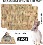 4 Pcs Rabbit Scratcher Mat, Rabbit Grass Mats for Rabbits Cage Accessories, Natural Sisal Cat Rabbit Scratching Pad, Natural Hay Woven Bed Mat for Bunny Cats Guinea Pig