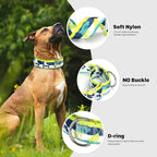 Wide Martingale Collar for Large Dogs - 1.5 Inch Shark Pattern No Pull Escape Proof Dog Collar, Adjustable Comfort Training Collar(Shark X-Large)