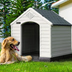 OFIKA Large Dog House Outdoor Indoor,Insulated Plastic Dog House for Small Medium Large Dogs,Durable Waterproof Dog House with Air Vents and Elevated Floor, Ventilate & Easy Clean, Assemble