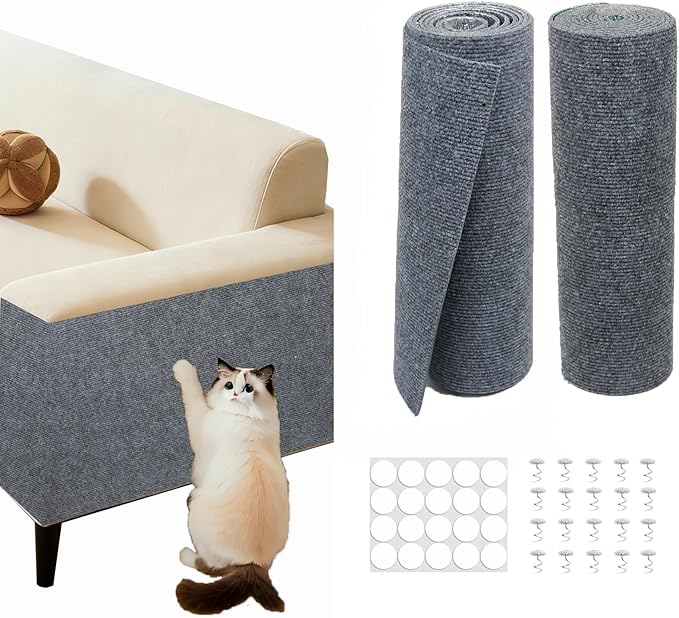 78.8"x15.8" Dark Grey Cat Scratch Mat for Furniture，DIY Cat Scratcher for Covering Cat Tower，Carpet，Couch,Bed,Self-Adhesive cat Scratching Pads(Dark Grey)