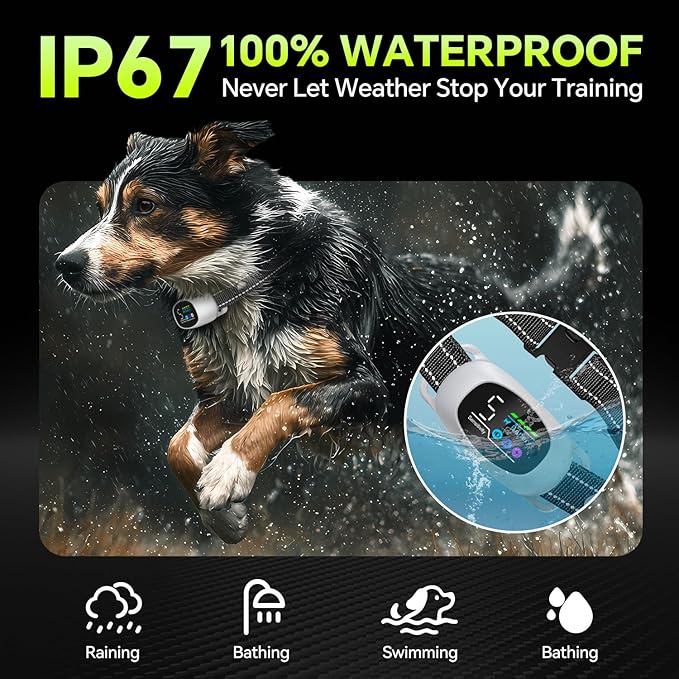 Dog Bark Collar with Remote – 2-in-1 Automatic & Manual Modes, Smart Anti Bark Dog Training Collar with Beep, Vibration & Shock, 330FT Range, IP67 Waterproof, Rechargeable (8-150lbs)