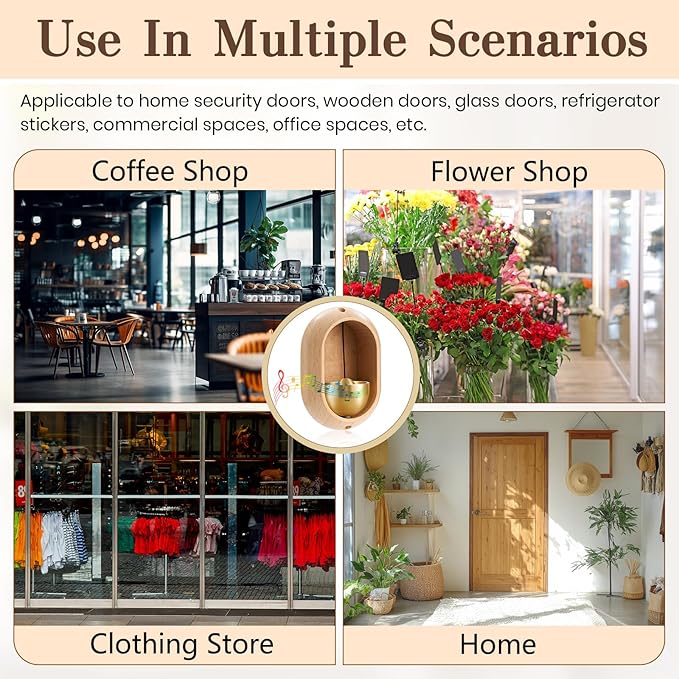 2 Pcs Shopkeepers Bell for Door Opening, Magnetic Wood Doorbell Chime When Door Opens, Magnetic Doorbell for Cafe Glass Doors Store Entrance, Housewarming Gift(Oval,4.13 x 2.95 Inches)