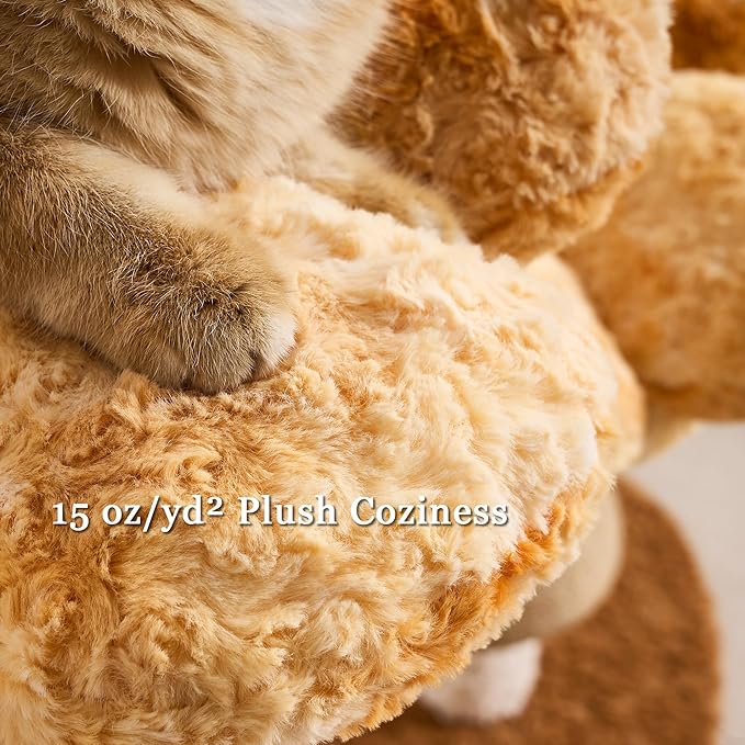 Modern Cat Tree Tower for Indoor Cats Large Adult, 37 inch Flower Cat Tree with Scratching Post, Luxury Aesthetic Cat Tree with Cloud-Soft Flower Perches and Physical Mouse-Sound Hanging Toy