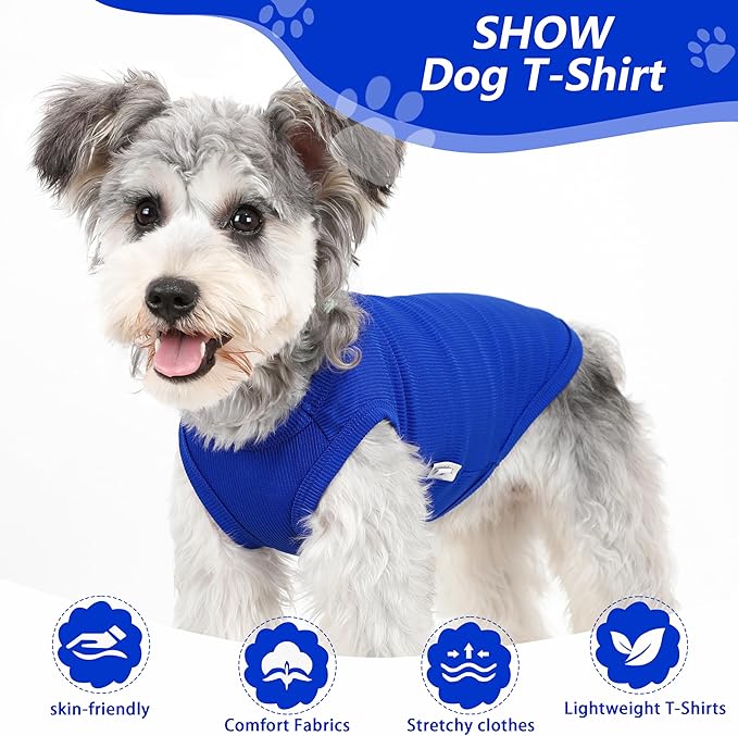 2 Pack Dog Clothes for Small Dogs Summer Dog Shirt Vest Girl Boy Lightweight Puppy T-Shirts Blank Soft and Cool Pet Clothing Sleeveless Medium Large Dog Outfit (White+Blue, XX-Large)