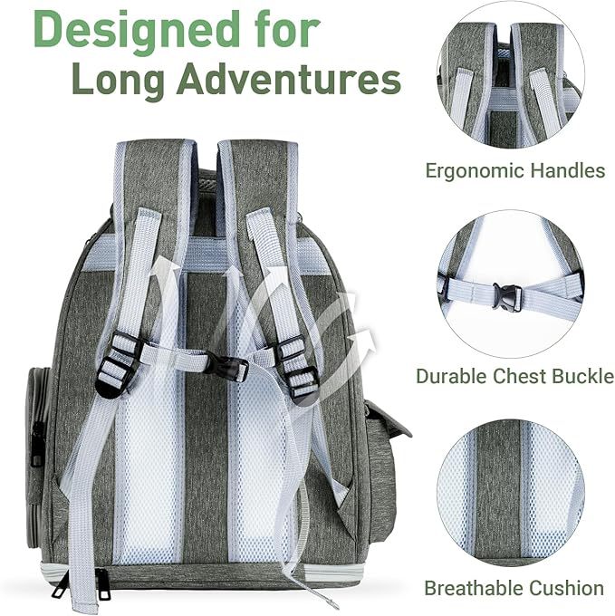 Pawstrip Cat Backpack Carrier with Large Space Bubble Window, Airline Approved Breathable Pet Carrier for Small Dogs Cats up to 15lbs, Foldable for Travel Hiking & Outdoor Use
