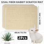 4 Pcs Rabbit Scratcher Mat, Rabbit Grass Mats for Rabbits Cage Accessories, Natural Sisal Cat Rabbit Scratching Pad, Natural Hay Woven Bed Mat for Bunny Cats Guinea Pig